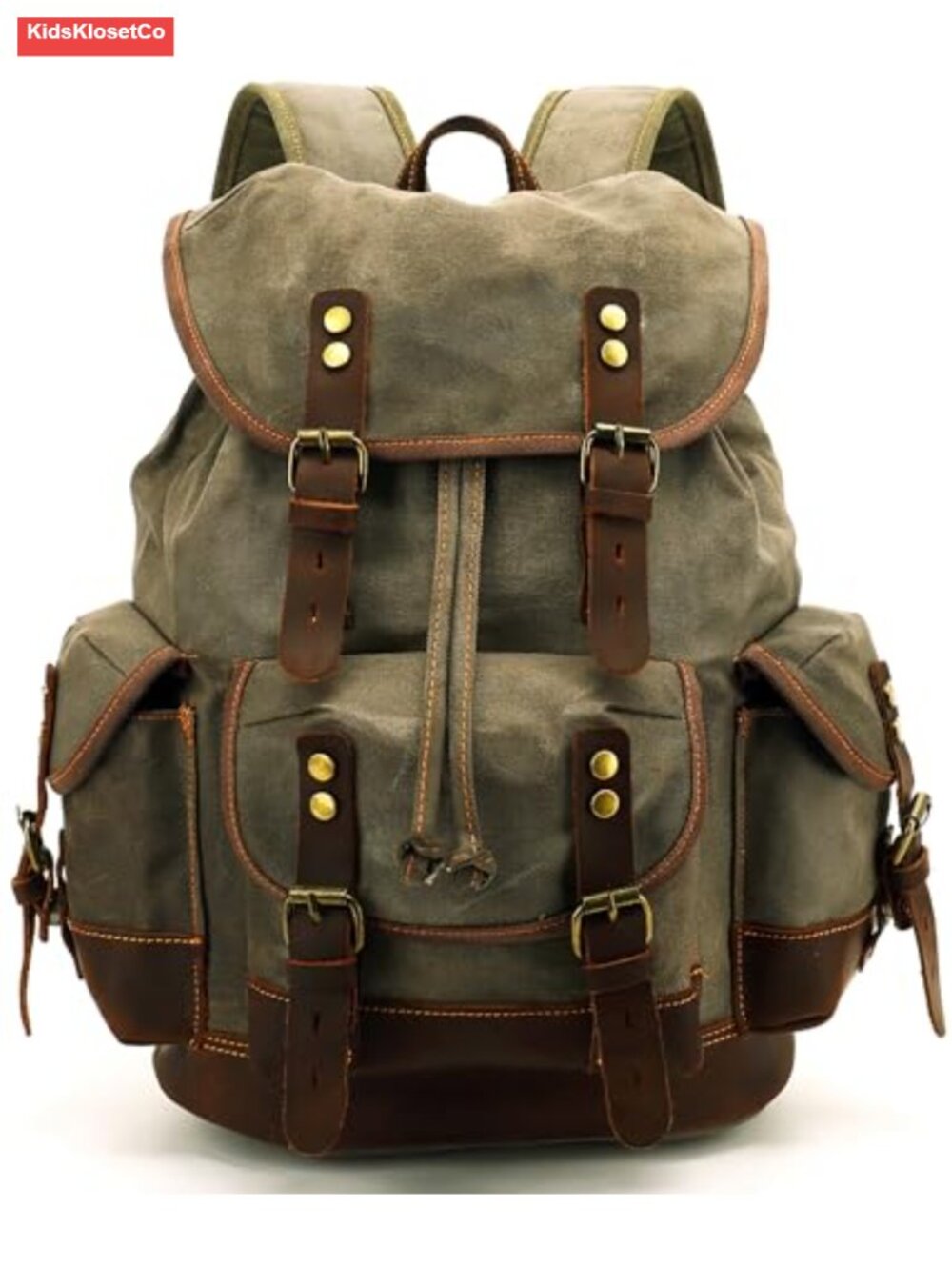 Vintage Waxed Canvas Leather Backpack Men Women Travel Daypack Water Resistant